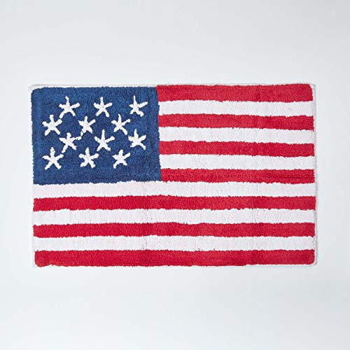 Homescapes Badematte Duschvorleger Badteppich Flagge USA 50 x 80 cm aus 100% Reiner Baumwolle