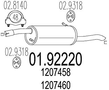 MTS 01.92220 Endschalldämpfer Kompatibel mit FORD FUSION JU 1207458 1207460 1353242