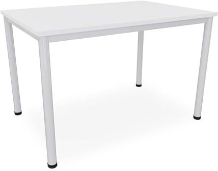 Schreibtisch Verschiedene Größen und Farben, Konferenztisch graues Metallgestell, Stabiler Besprechungstisch Arbeitstisch, Bürotisch (B: 120 cm x T: 80 cm, Weiß)