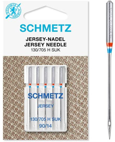 SCHMETZ | 5 Agujas para máquinas de coser | Jersey | 130/705 H SUK | Grosor 90/14