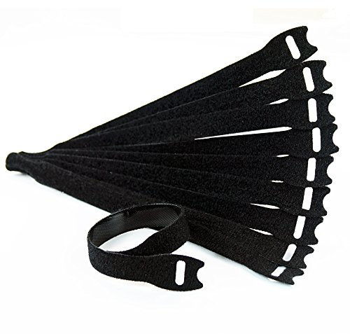 10 x Klettkabelbinder 20 cm schwarz Back-to-Back beidseitig beidseitiges Klettband wiederverwendbar