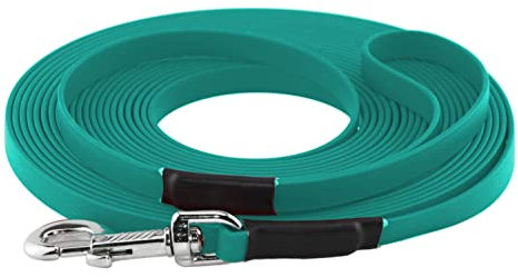 LENNIE BioThane Schleppleine, 8m mit Handschlaufe, Petrol/Teal, 16mm für große Hunde, genäht