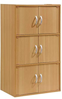 Hodedah 3-Shelf Bookcase Cabinet, Beech