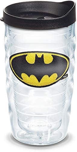Tervis 1083742 Batman Tumbler with Emblem and Black Lid 10oz Wavy, Clear