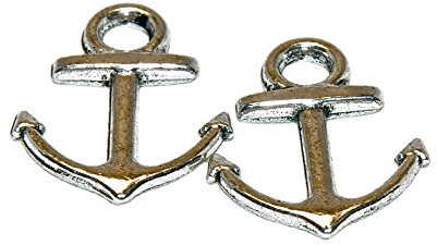 Geralin Gioielli - 10 ciondoli a forma di ancora in argento, 15 x 19 x 2 mm