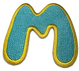 Komplettes Alphabet einzeln auswählbar - Aufnäher, Bügelbild, Aufbügler, Applikationen, Patches, Flicken, zum aufbügeln, Größe:, Alphabet/Buchstabe:Buchstabe M - 6.3x5.9cm