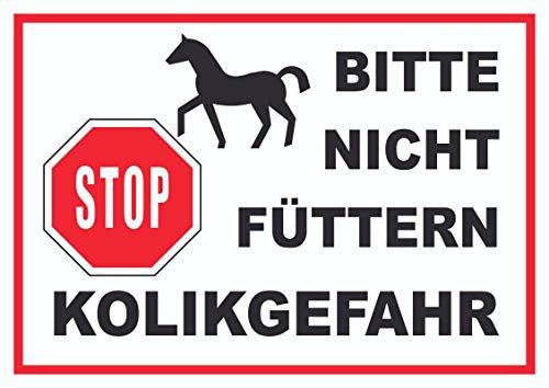 HB-Druck Pferde Bitte Nicht füttern Kolikgefahr Schild A4 Rückseite selbstklebend