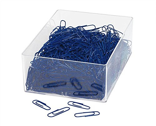 Wedo 901244699 Büroklammer aus Metall 27 mm, kunststoffummantelt, in Klarsichtdose (1000 Stück, Blau)