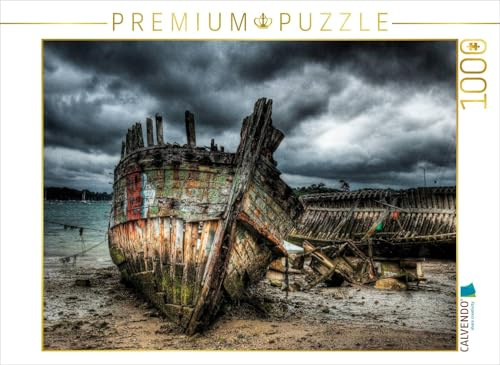 CALVENDO Puzzle Wrack eines Fischereischiffes in der Bretagne | 1000 Teile Lege-Größe 64 x 48 cm Foto-Puzzle für glückliche Stunden