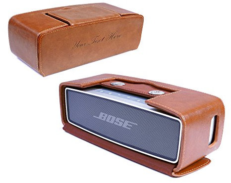 TUFF LUV Personalised Vintage Leather Travel Case Compatible With Bose Soundlink Mini/Bose Soundlink Mini II - Brown