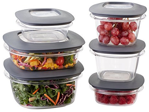Rubbermaid Premier Easy Find Deckel für Mahlzeiten, Vorbereitungs- und Lebensmittelbehälter, Set mit 6 Stück (insgesamt 12 Stück), grau | BPA-frei & schmutzabweisend