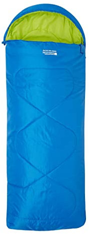 Mountain Warehouse Summit Rechteckiger Minischlafsack - Leichter Kinderschlafsack, Innentasche in Briefumschlagform, Zweiwegeverschluss, Kapuze - Für Reisen Kobalt Einheitsgröße
