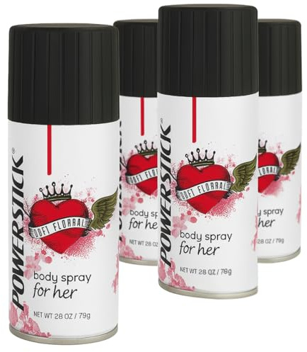 Power Stick Soft Floral Damen Deo Spray 4er Pack– langanhaltender Duft, sanft blumig & erfrischend – 4x79 g – Deodorant Bodyspray für Frauen
