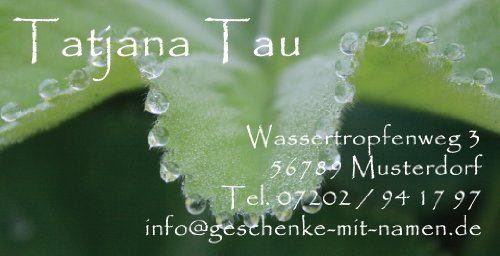 Visitenkarten Tau mit Ihrer kompletten Adresse, 54 Stück, ca. 88 x 45 mm