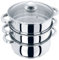 DNY® Large 3 Tier Stainless Steel Multi Food Cook Pot Steamer Glass Lid 24cm