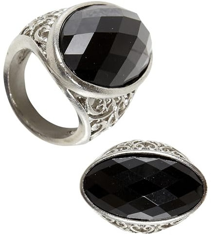W WIDMANN MILANO Party Fashion 05720 - Gotischer Ring mit schwarzem Stein, Schmuck, Accessoire, Kostümzubehör, Gothic, Mottoparty, Karneval