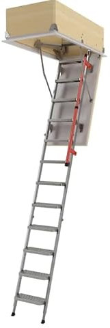 FAKRO - LML Lux Dachbodentreppe - Bodentreppe 70x130/280cm - Gedämmt, 1,1 U W/m²K, Klappbar, 3-teilig, Treppen aus Metall, 13 Stufen, Leiter 39 cm Breit, mit Leiterentlastungsmechanismus