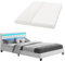 Juskys Polsterbett Paris 140x200 cm mit LED Beleuchtung, Matratze, Lattenrost & Kopfteil - Kunstleder & Holz - weiß - Bett Jugendbett Bettgestell
