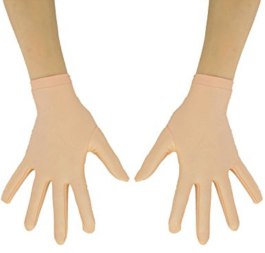 Ensnovo Kurzer Handschuh für Erwachsene, 25,4 cm Handgelenklänge, Spandex, volle Finger, dehnbar, Hautfarben, Medium