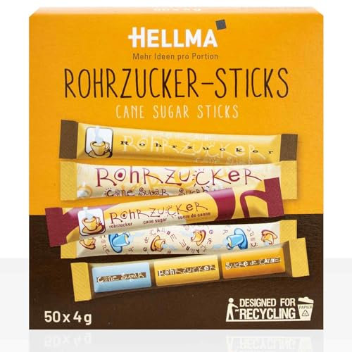 Hellma Rohrzucker-Sticks 50 x 4g in der Runddose, Portions-Zucker