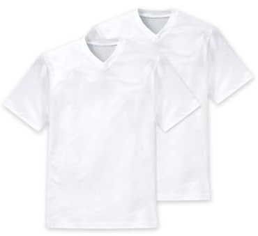 Schiesser Halbarm American T-Shirt V-Ausschnitt Doppelpack schwarz