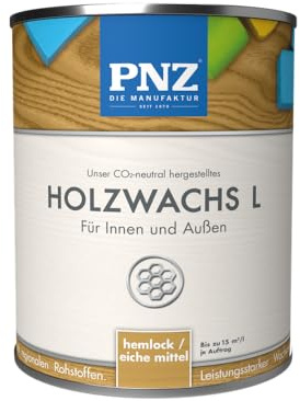 PNZ Holzwachs L für Innen und Außen | lösemitttelfreier Wachsanstrich | Nachhaltig hergestellt mit regionalen Rohstoffen | für alle Hölzer, auch Bienenhäuser, Gebinde:10L, Farbe:hemlock