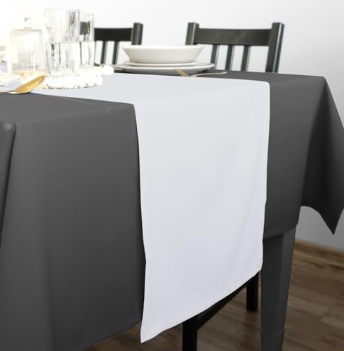 Rollmayer Hochwertiger Tischläufer Tischwäsche Uni einfarbig Pflegeleicht Kollektion Vivid, Farbe & Größe wählbar 21 Farben zur Auswahl, Produkt für den täglichen Gebrauch (Weiß 1, 40x300cm)