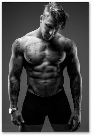 Postereck - 0499 - Sixpack, Tattoo Schwarz Weiss Körper Muskeln - Erotisch Sexy Nackt Wandposter Fotoposter Bilder Wandbild Wandbilder - Poster - 4:3-81,0 cm x 61,0 cm