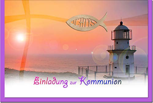 metALUm Einladungskarten KOMMUNION | Leuchtturm | 10 Karten | 1601001