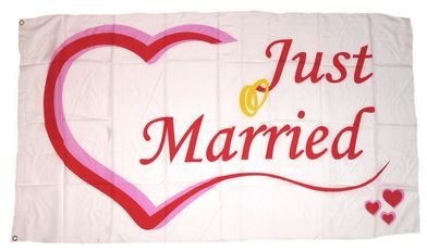 Fahne/Flagge Hochzeit Just Married 90 x 150 cm