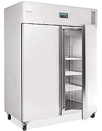 Polar Refrigeration U-Series 900W Upright Double Door Freezer 1300 Litre, Stainless Steel, -22°C to -18°C, 2010(H)x1485(W)x835(D)mm, 6 Shelves, Energy Rating D | U635