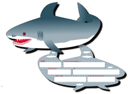 DH-Konzept 6 Einladungskarten * HAI * für Kindergeburtstag und Party MEEREKARTE018 // Kinder Geburtstag Party Einladung Einladungen Karte Glitzer Haifisch Shark Meerestiere Fisch