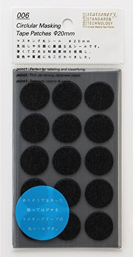 Stalogy Masking Tape Dot Patches: 0.8 in. diameter / 15 dots/sheet / 10 sheets/pack / 20mm wide (Nachtschwarz)