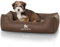 Knuffelwuff Kunstleder Hundebett Sidney M-L 85 x 63cm Braun - abnehmbarer Bezug - leicht zu reinigen - für große, mittelgroße und kleine Hunde