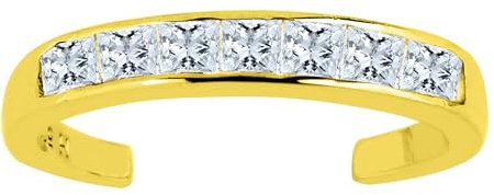 Zehenring Gelbgold Zirkonia Steine Kanalfassung verstellbar 3 mm