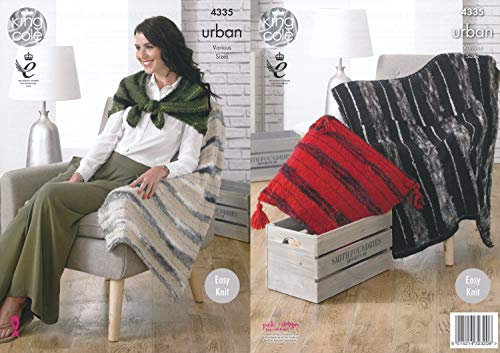 King Cole Urban Knitting Pattern Ladies Womens Easy Knit Blankets Throw Cushion & Wrap (4335)