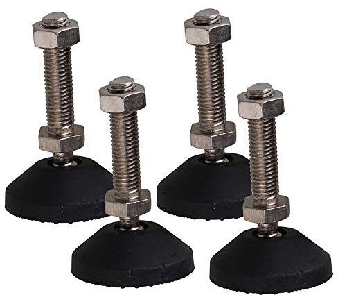 BQLZR Lot de 4 pieds de nivellement à vis M12 réglables en nylon pour meubles Noir 52 x 47 mm
