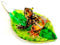 Mini grenouille orange faite à la main avec feuille Art verre soufflé Animal Figurine n ° 1 - Modèle Y2016