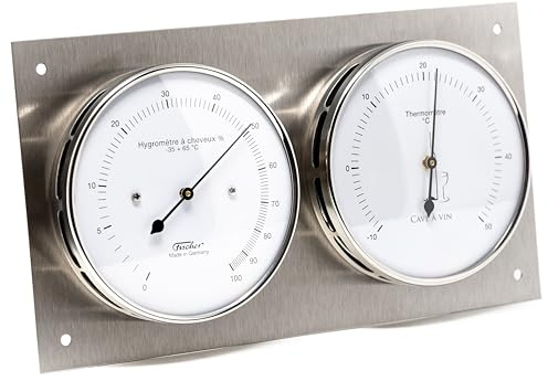 Fischer 140.01-100 Hygrothermometer de cave à vin - hygromètre et thermomètre rectangulaire 240 x 130mm - Made in Germany
