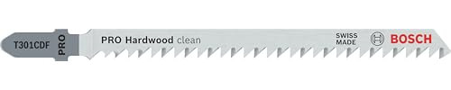 Bosch Professional 5 x Lame per seghetto alternativo T 301 CDF Clean for Hard Wood (per Legno duro, straight cut, accessorio Seghetto alternativo)