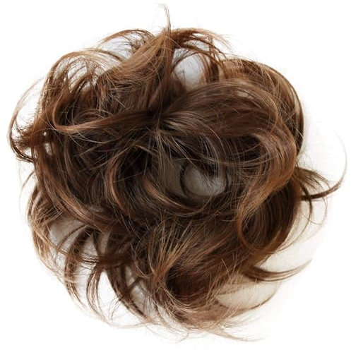 CAISHA Haarteil Haargummi Hochsteckfrisuren Voluminös Gewellt Unordentlich Kunstfaser DM13cm Braun Mix G15C