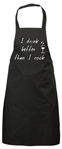 60 Second Makeover Limited I Drink Better Than I Cook Apron Novelty Funny Apron Mum Wife Gift Present