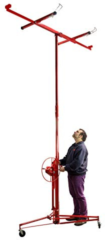 Paneele Paneelheber Stütze Trockenbaulift Paneelenheber Stütze Halter für Rigips Rigipsplatten Gipskartonplatten Spanplatten Holzplatten etc. bis 68 kg Höhenverstellung 145 bis ca. 345 cm