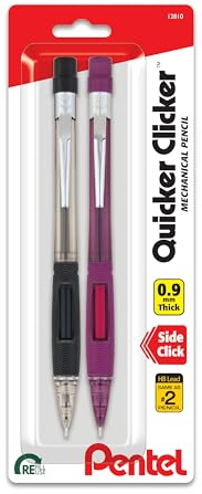 Pentel Quicker Clicker Automatic Pencil, 0.9mm, Transparent Burgundy Barrel, 2 Pack (PD349BP2-K6)