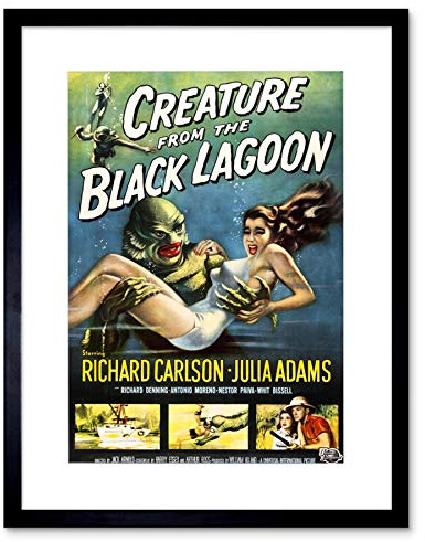 Wee Blue Coo ADVERT MOVIE FILM CREATURE BLACK LAGOON CLASSIC CULT FRAMED ART PRINT B12X5049