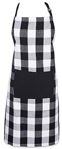 DII Delantal de cocina unisex Buffalo Check Kitchen Collection, clásico de granja, talla única, negro y blanco