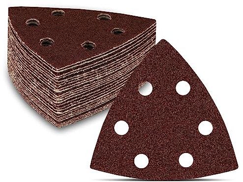 Delta-Triangles de Ponçage │ 50 pièces │ 6 trous │ 93 x 93 x 93 mm │ grain 80 │ pour ponceuses delta │ Feuilles Abrasives │ Papier Abrasif