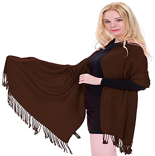 CJ Apparel Einfarbiger Nepalesischer Pashmina-Schal Gr. Einheitsgröße, dunkelbraun