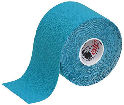 ALPIDEX Nastro Kinesiologico Tanti Colori 1/3/ 6/12 Rotoli 5 m x 5,0 cm E-Book Esempi Applicazione Tape Kinesiologico Muscolare Cerotto, Colore:luce blu, Quantità:1 rotolo