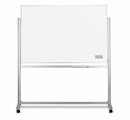 magnetoplan Ferroscript Schreibtafel mobil doppelseitig mit Fahrgestell und Ablageleiste Aluminiumrahmen, 220 x 120 cm, weiß